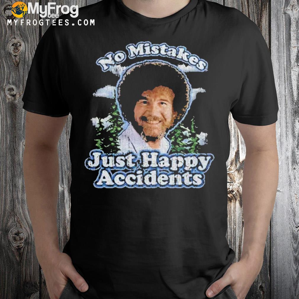 Bob Ross No Mistakes Just Happy Accidents Vintage Retro T-Shirt Tee Black New 