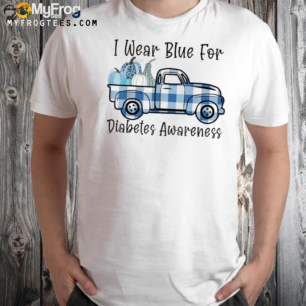 Blue pumpkin I wear blue for diabetes awareness plaid truck shirt