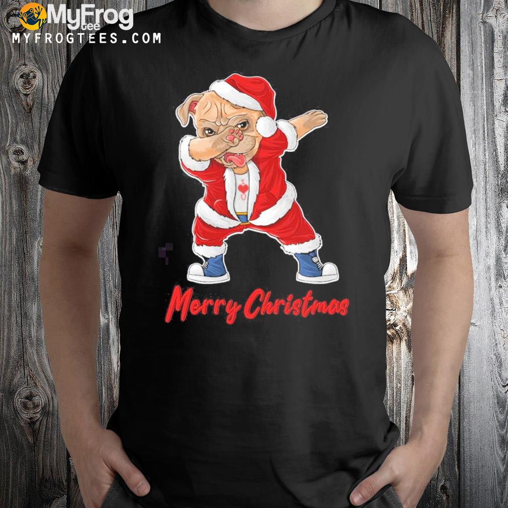 Dabbing Dog Santa Hat Merry Dog Christmas T-Shirt