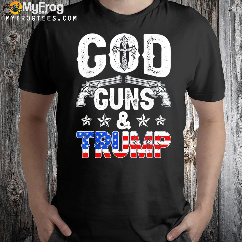 God Guns & Trump 2nd Amendment Retro American Flag USA T-Shirt