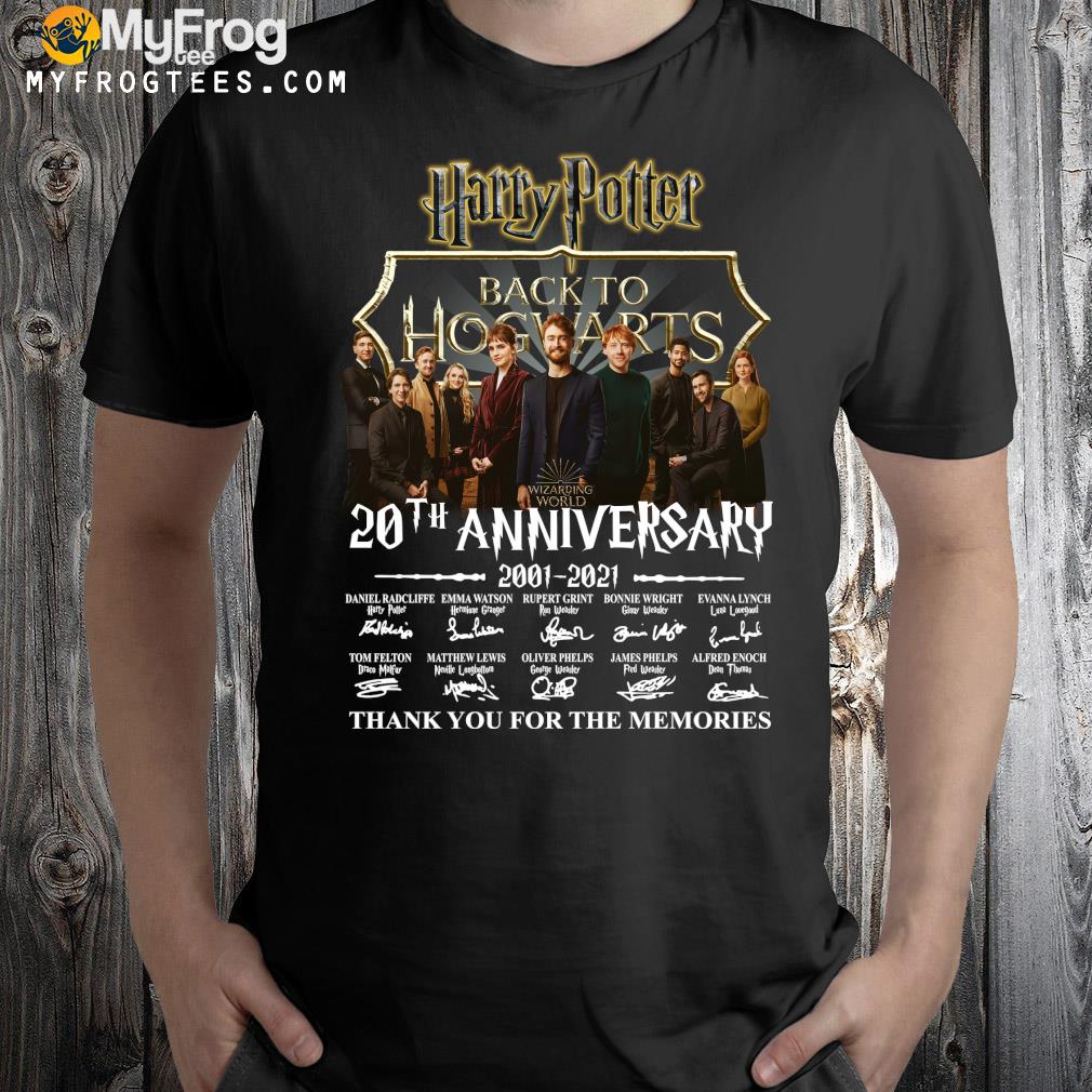 Harry Potter Back To Hogwarts 20th Anniversary 2001-2022 Signatures Thank You For The Memories Shirt