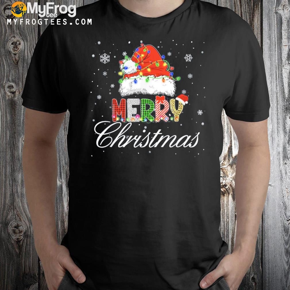 Merry Christmas Lights Santa Hat T-Shirt