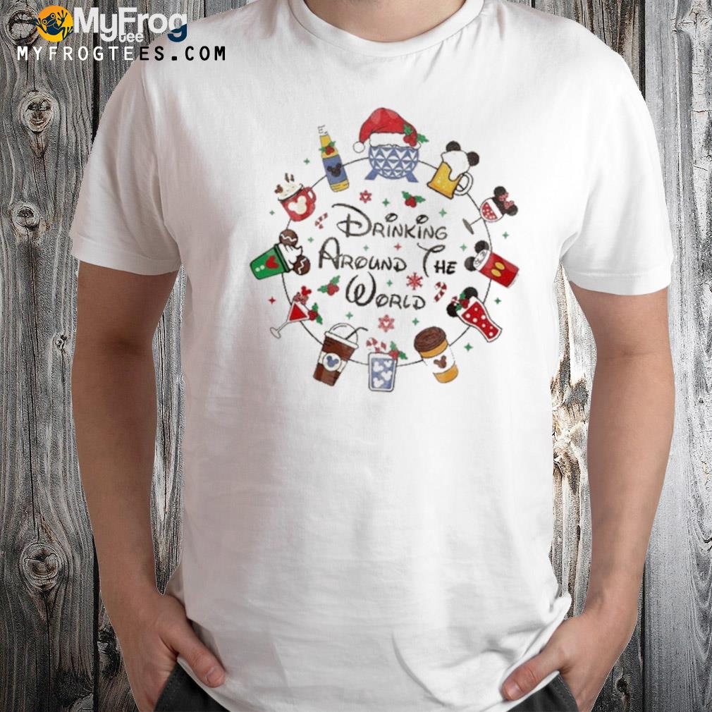 Mickey Drinking Around The World Christmas Shirt