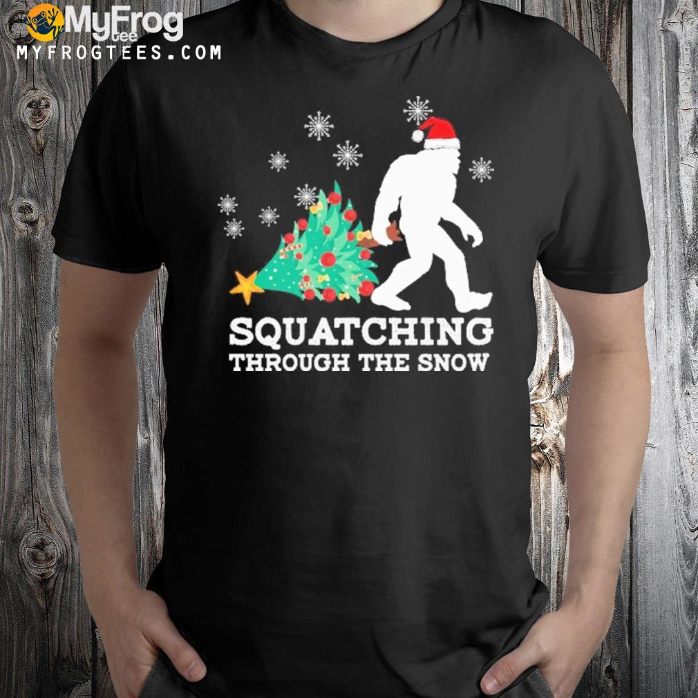 Squatching through the snow ugly Christmas Sweatshirt