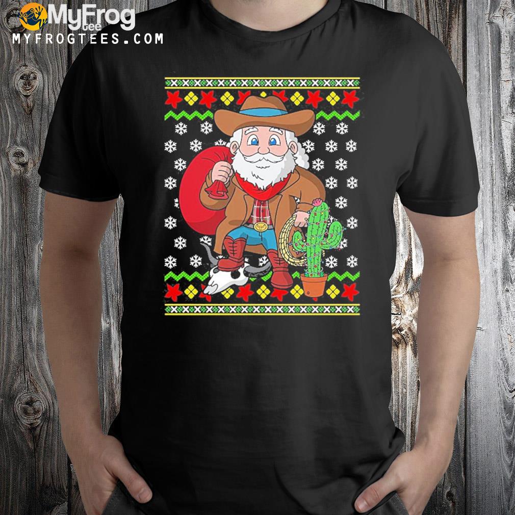 Western Cowboy Santa Claus Ugly Christmas Sweater Pattern Sweatshirt