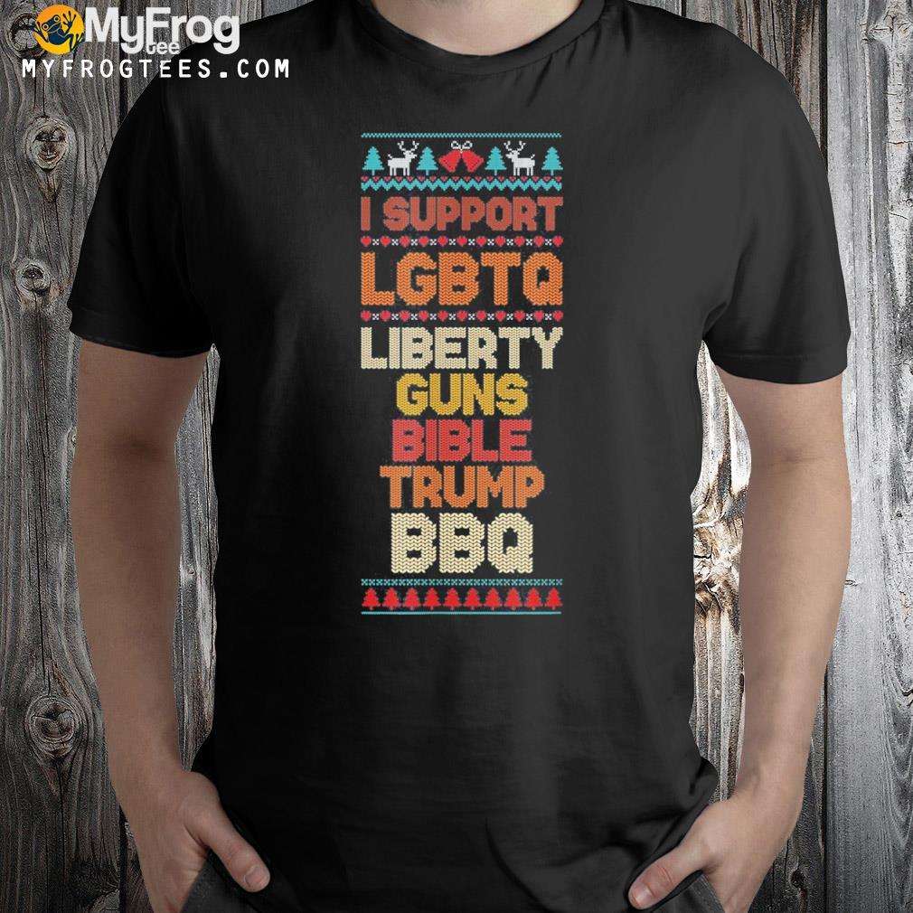 I Support LGBTQ Liberty Guns Bible Trump BBQ Shirt