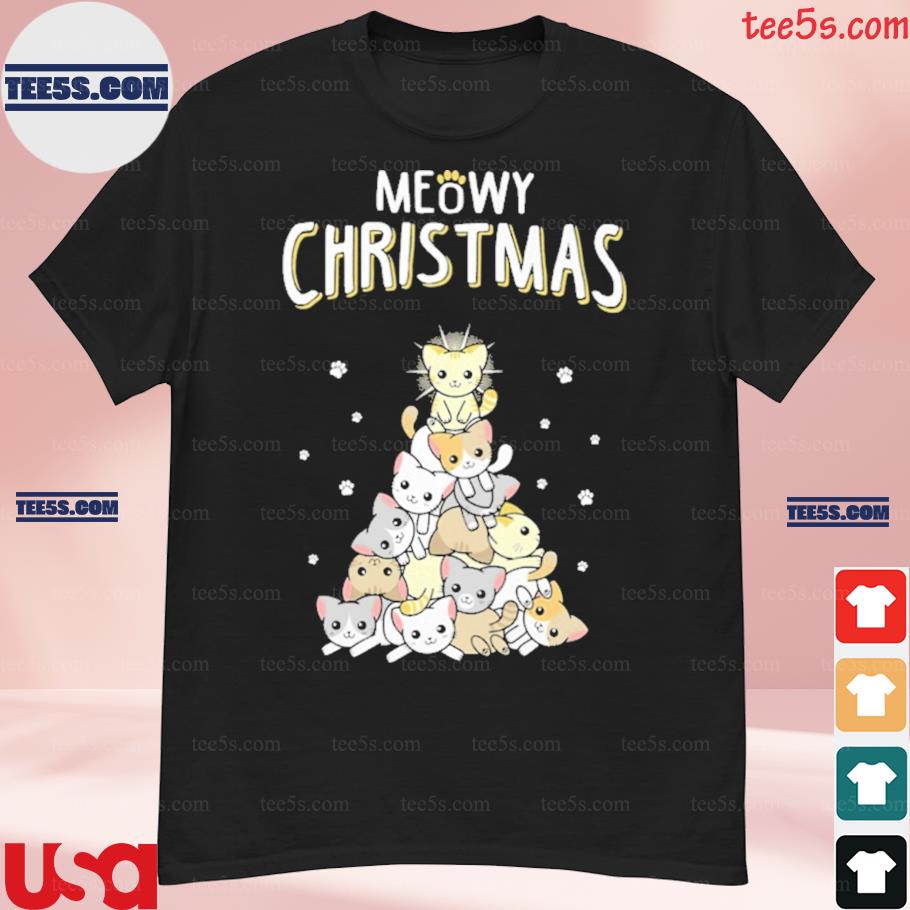 Meowy Christmas tree shirt