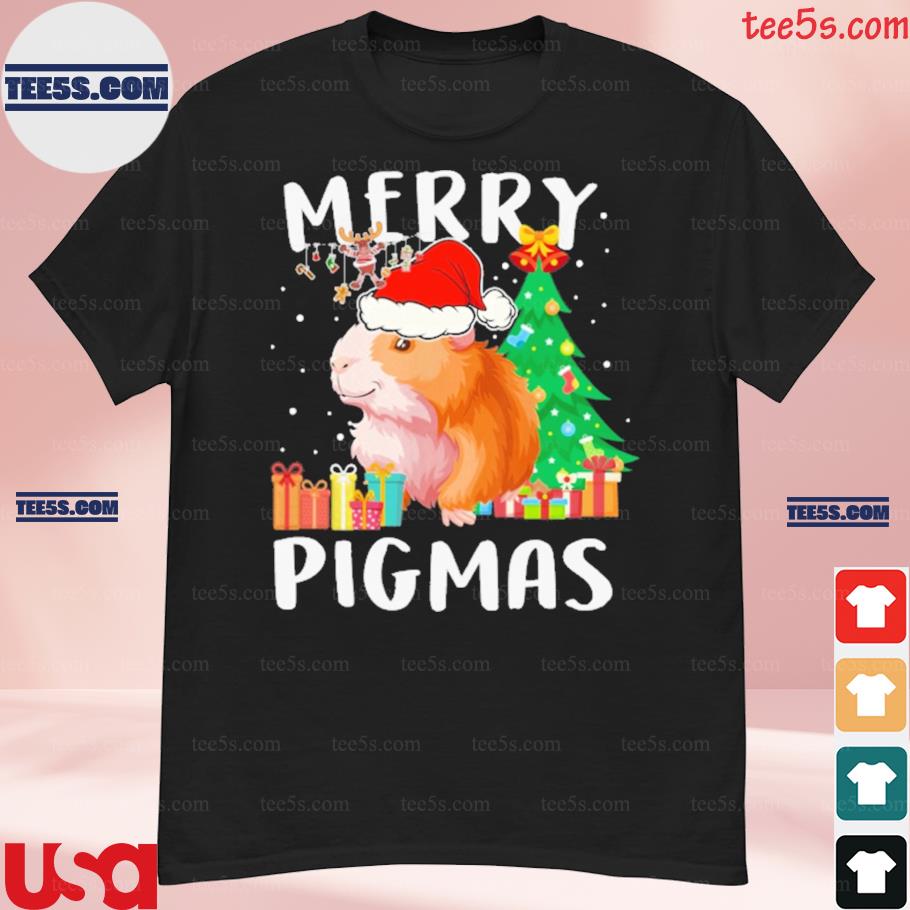Merry pigmas santa hat Christmas tree guineapig shirt