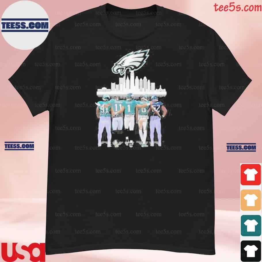 Philadelphia eagles city cox Brown Hurts Smith and Jason Kelce signatures shirt