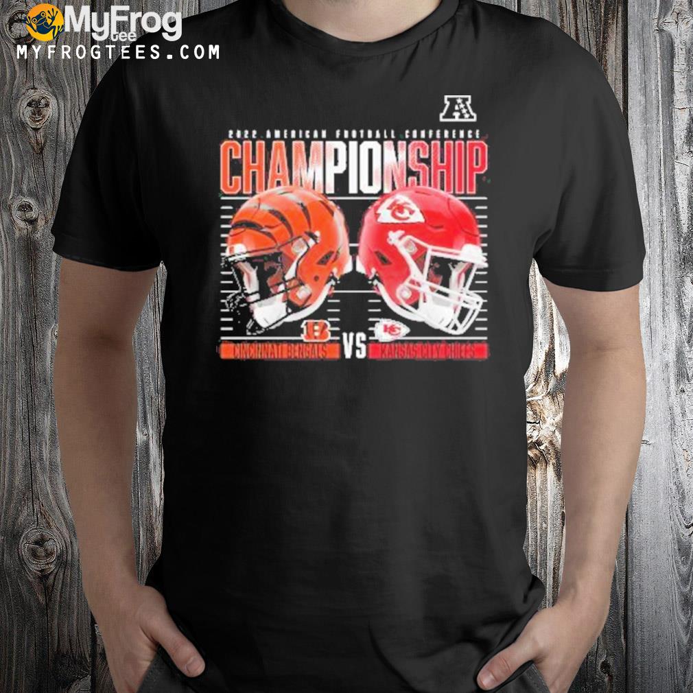 2023 afc championship Cincinnati bengals vs. Kansas city Chiefs helmet shirt