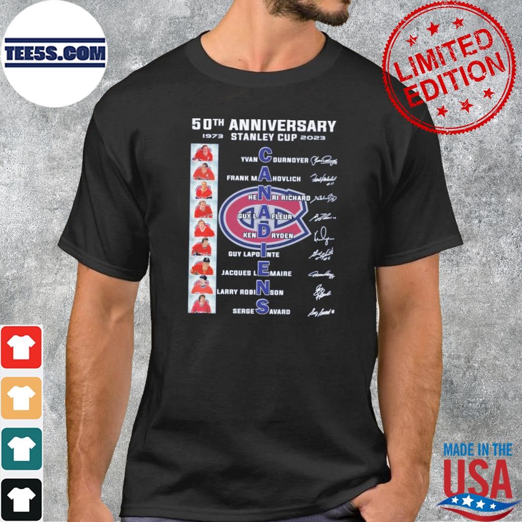 50 th anniversary 1973 stanley cup 2023 canadiens team player signatures shirt