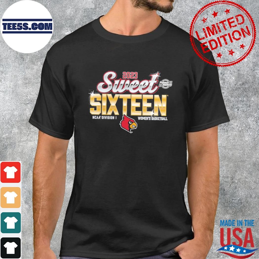 Louisville cardinals branded women's 2023 ncaa women's basketball tournament march madness sweet 16 t-shirt