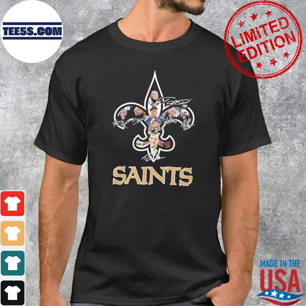 New orleans saints logo team player signatures shirt