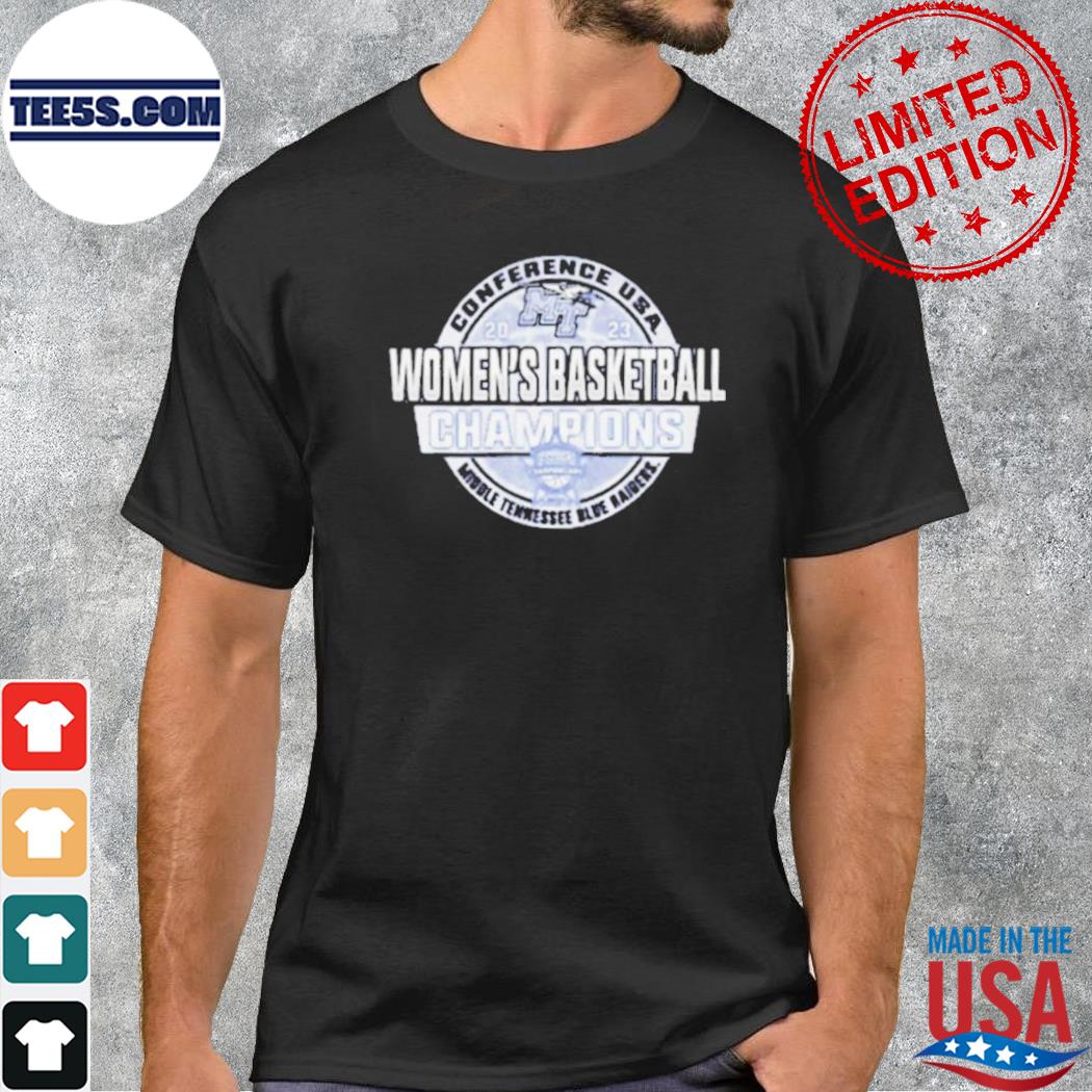 Middle Tennessee state blue raiders 2023 c usa women's basketball conference tournament champions locker room shirt