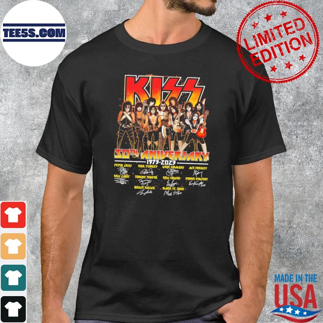 Kiss Band 50th Anniversary 1973-2023 Signatures Shirt, hoodie
