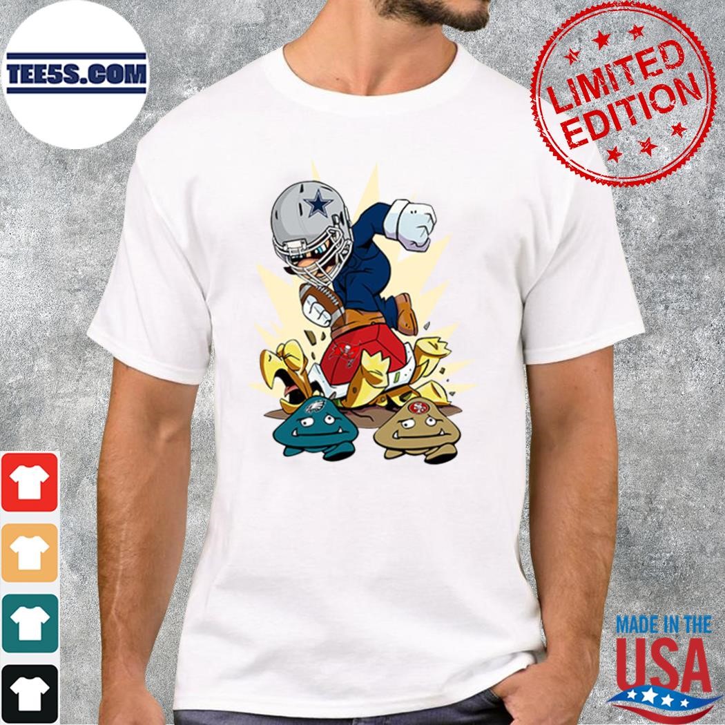 Mario player Dallas cowboy hug rugby tampa bay buccaneers and philadelphia eagles and francisco 49ers shirt