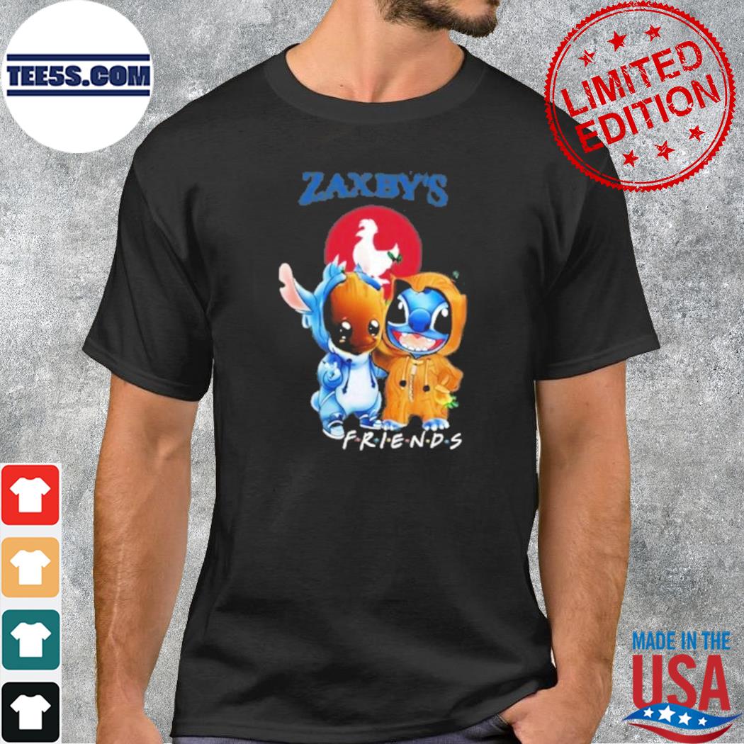 baby groot and baby stitch friends zaxby's logo shirt