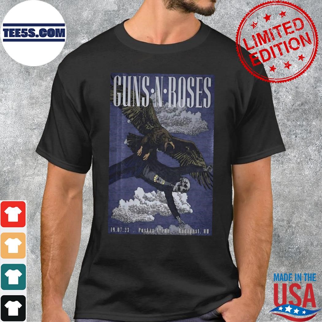 Guns n' roses concert 19 jul 2023 budapest hu poster shirt