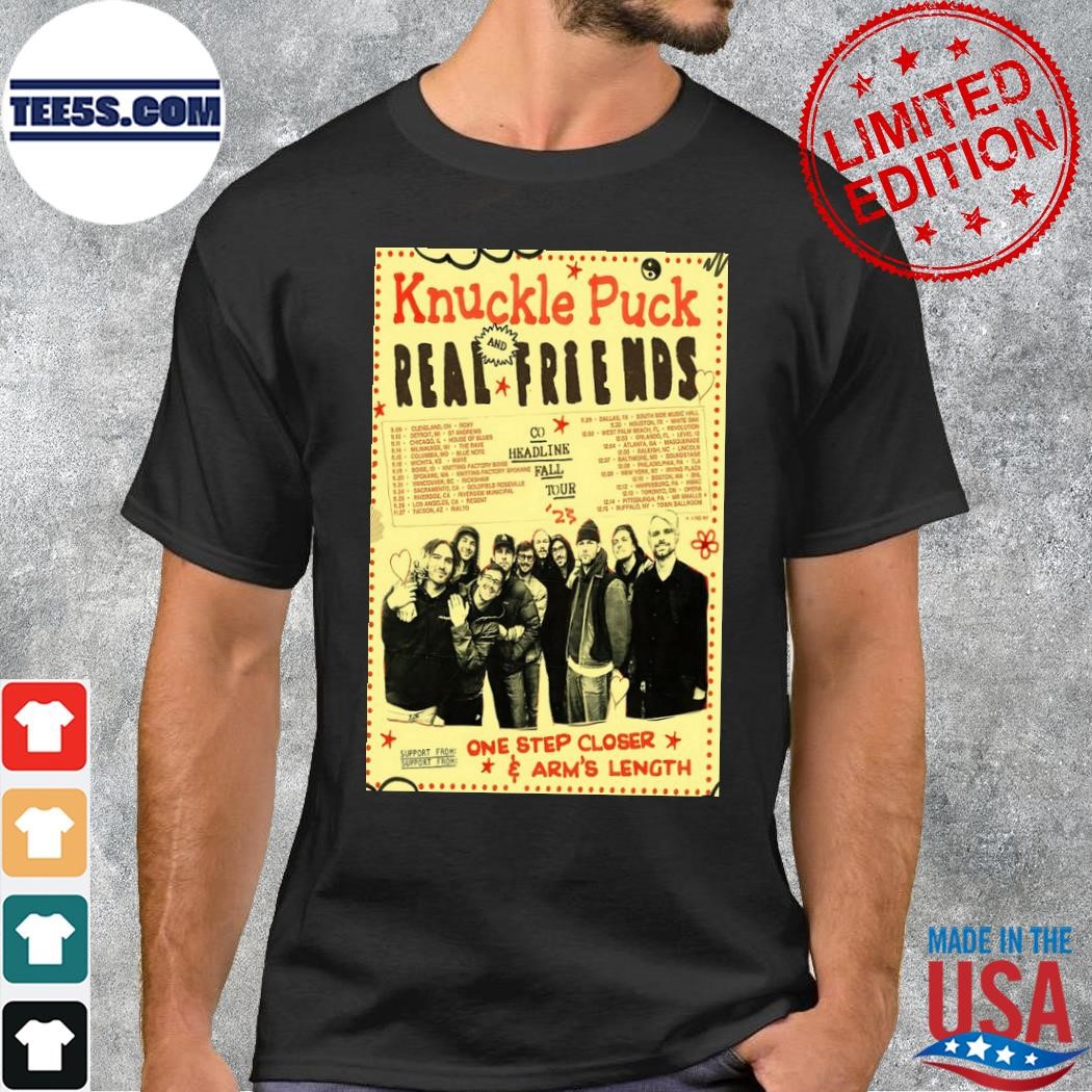 Knuckle puck real friends co headline fall 2023 tour poster shirt