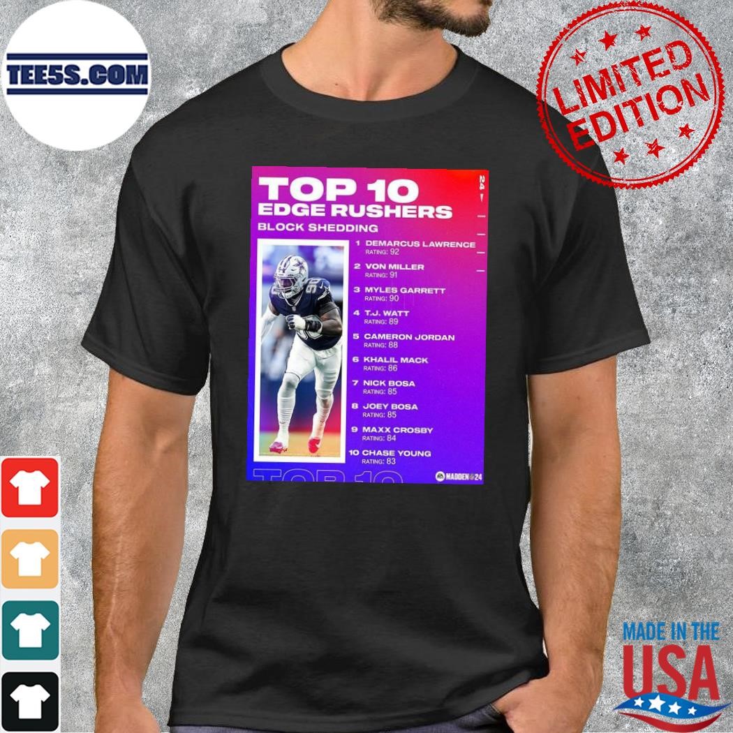 Madden NFL 24 unblockable top 10 edge rushers block shedding poster shirt