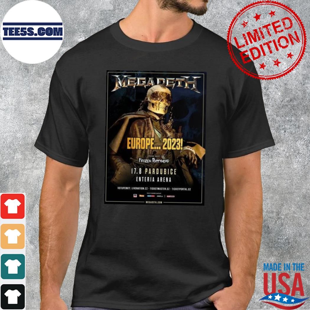 Megadeth europe tour 2023 august 17th 2023 enteria arena poster shirt