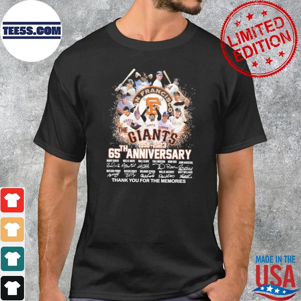 San Francisco Giants 65th Anniversary 1958 – 2023 Thank You For The Memories T-Shirt