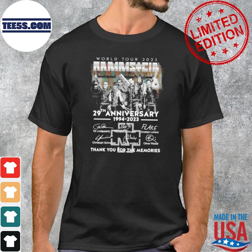 World Tour 2023 Rammstein 29th Anniversary 1994-2023 Signatures Thank You For The Memories Shirt