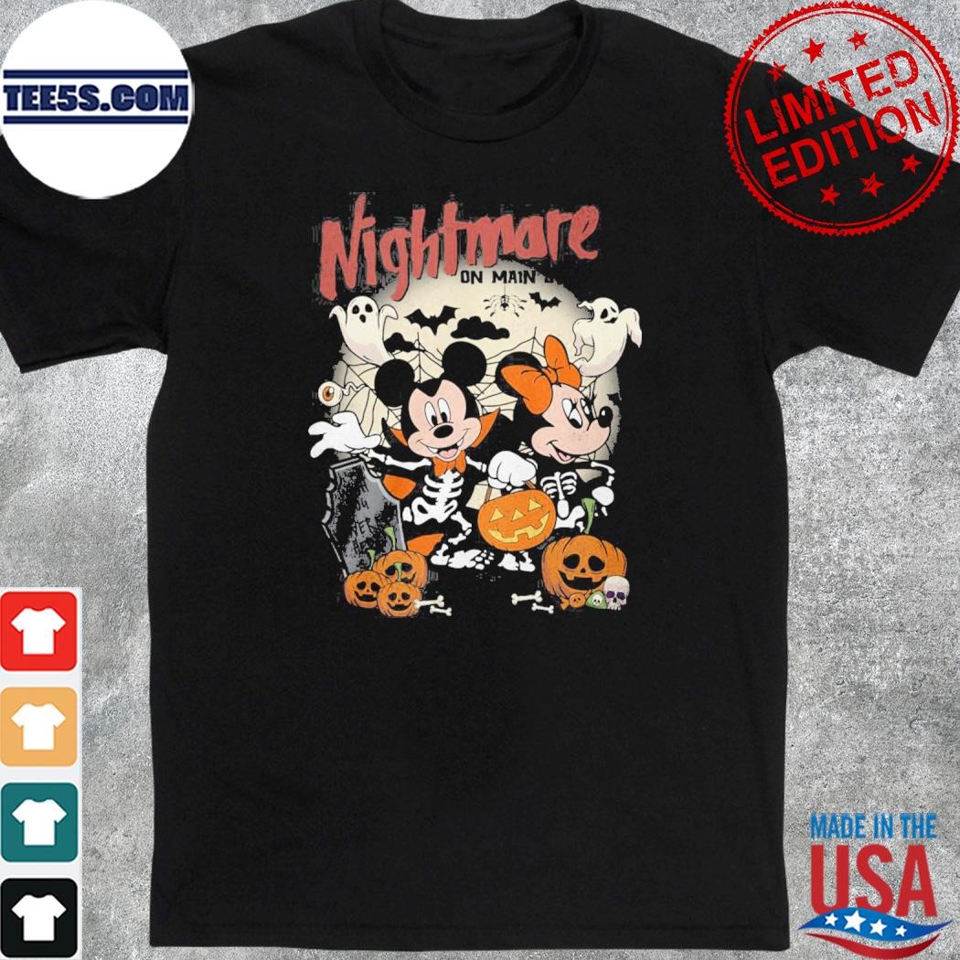 Disney mickey and minnie mouse nightmare on main street wish you were here halloween shirt