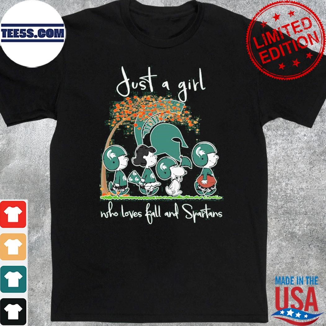 Just a girl who love fall and Michigan state spartans Peanuts Snoopy shirt