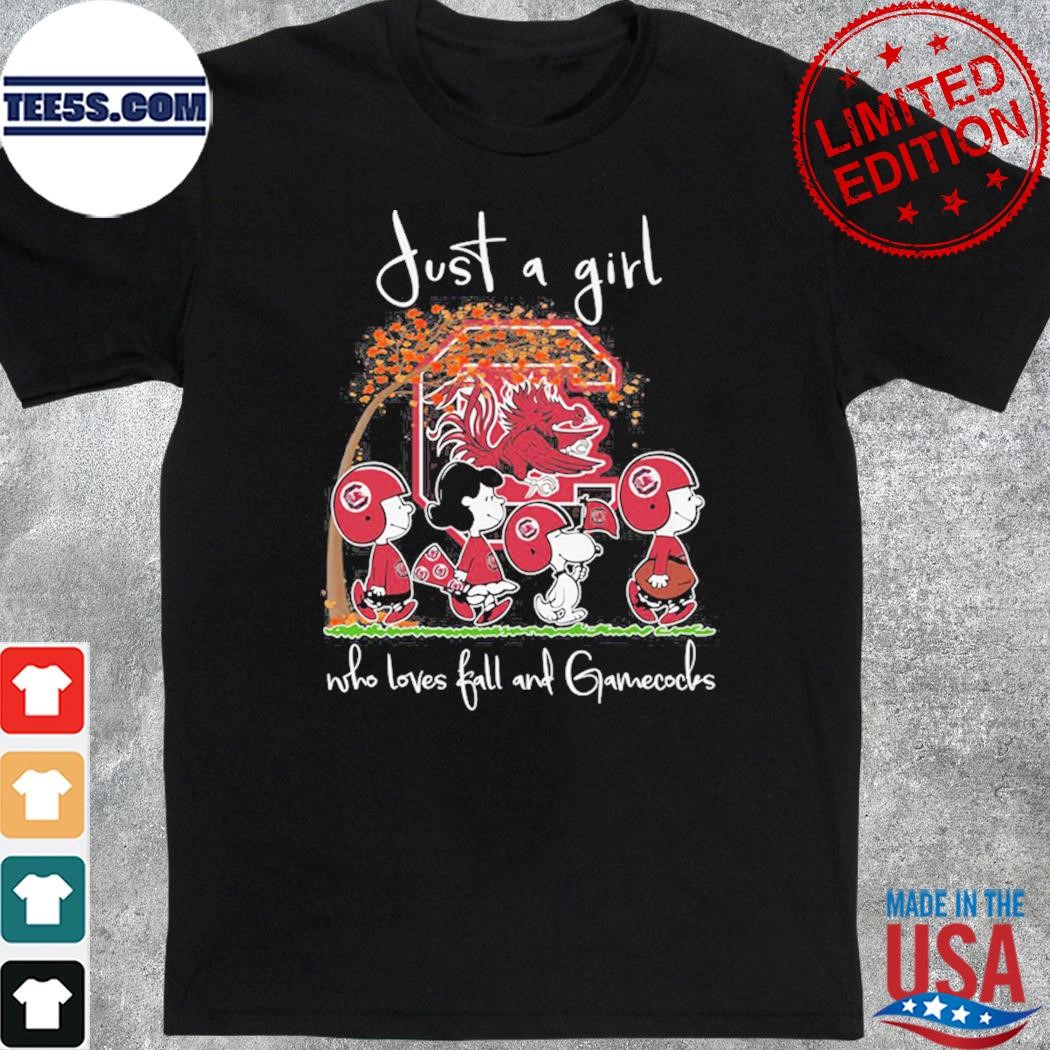 Just a girl who love fall and gamecocks Peanuts Snoopy shirt
