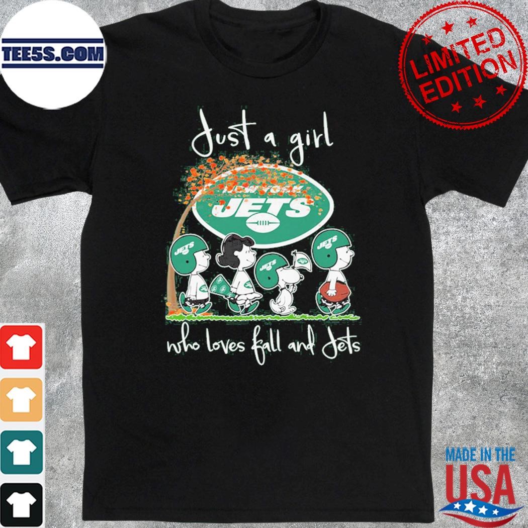 Just a girl who love fall and new york jets Peanuts Snoopy shirt