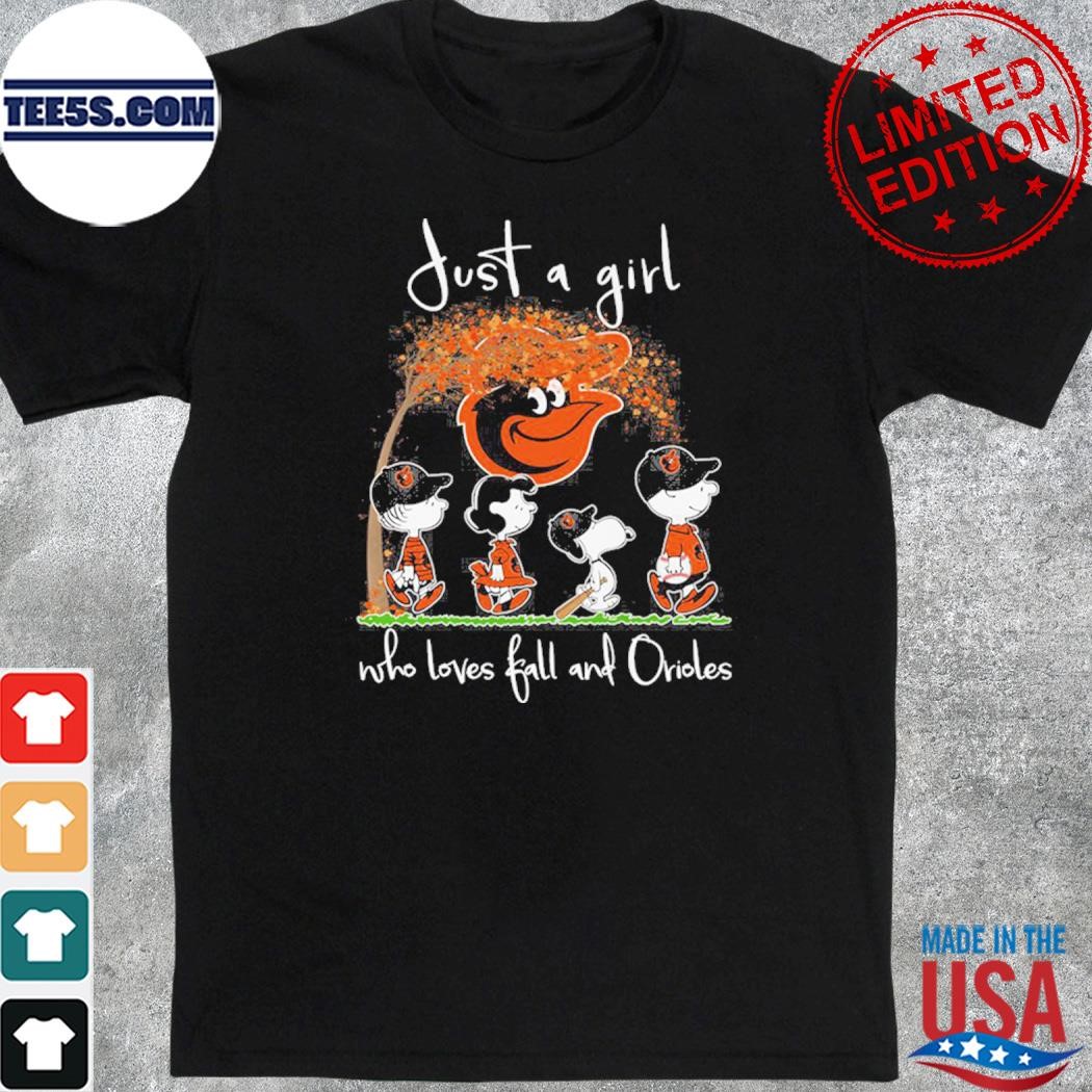 Just a girl who love fall and orioles Peanuts Snoopy shirt