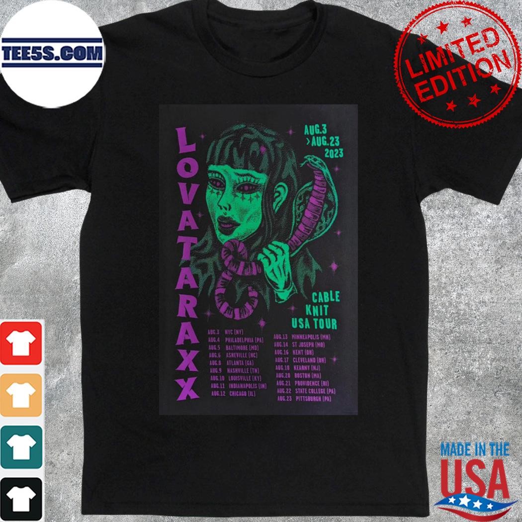 Lovataraxx musical band cable knit usa tour august 2023 shirt