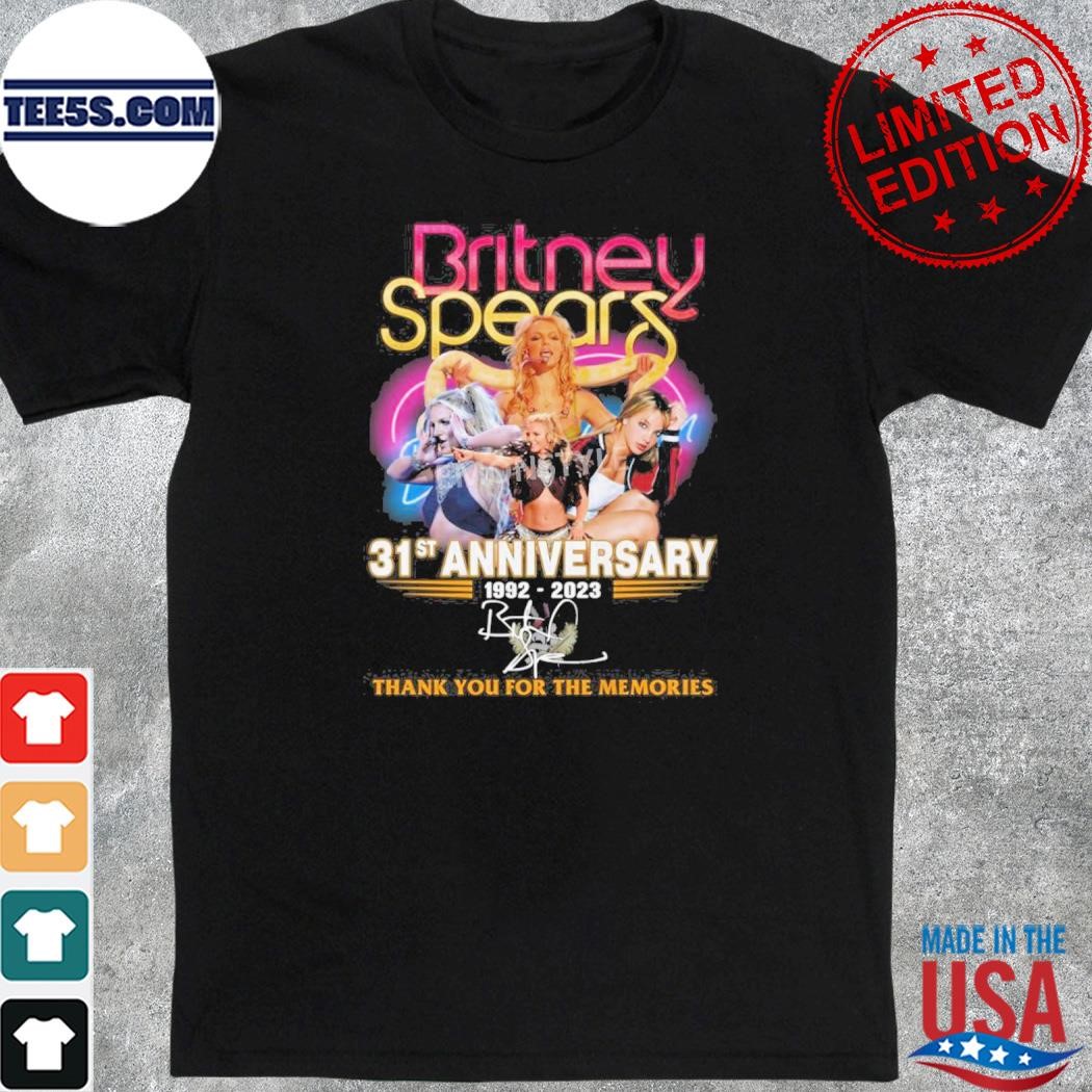 Official britney Spears 31st Anniversary 1992-2023 Signature Thank You For The Memories Shirt