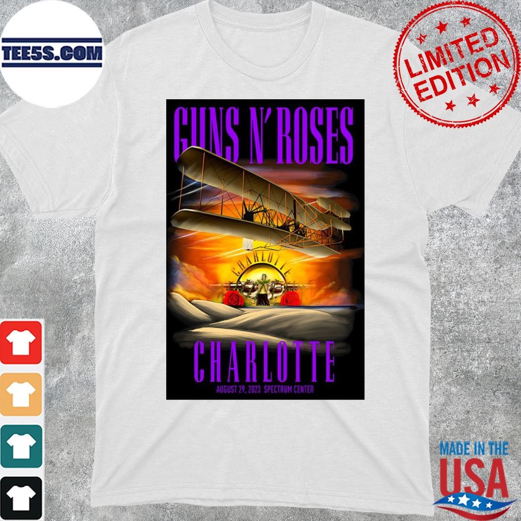 Official guns n' roses august 29th 2023 charlotte nc show poster shirt