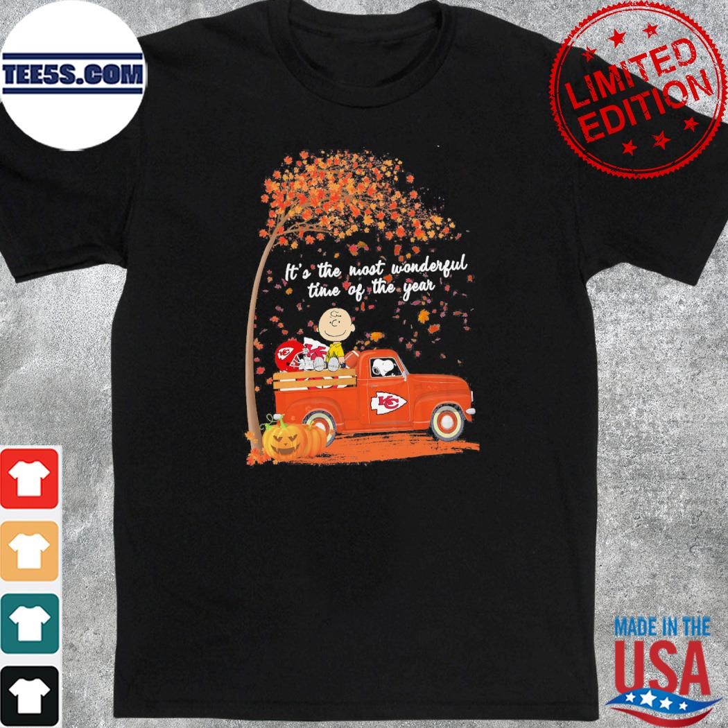 Snoopy And Charlie Brown Halloween Kansas City Chiefs It’s The Most Wonderful Time Of The Year T-shirt