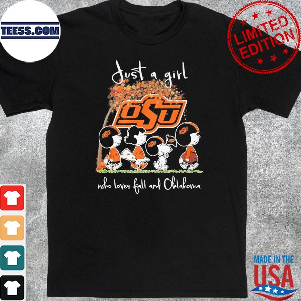 Official just a girl who loves ball and Oklahoma state Cowboys Snoopy Peanuts Snoopy shirt