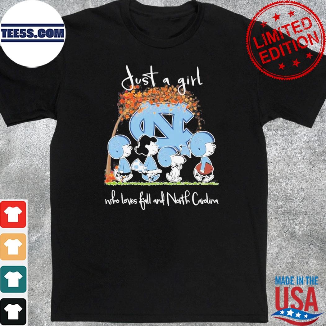 Official just a girl who loves ball and north carolina tar heels Snoopy Peanuts Snoopy shirt