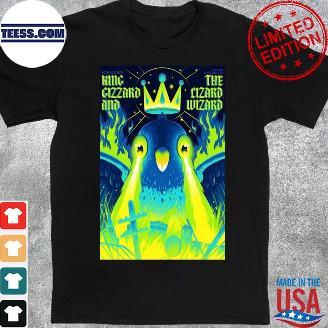 Official king gizzard and the lizard wizard poster LA sirène LA rochelle France august 30 2023 shirt
