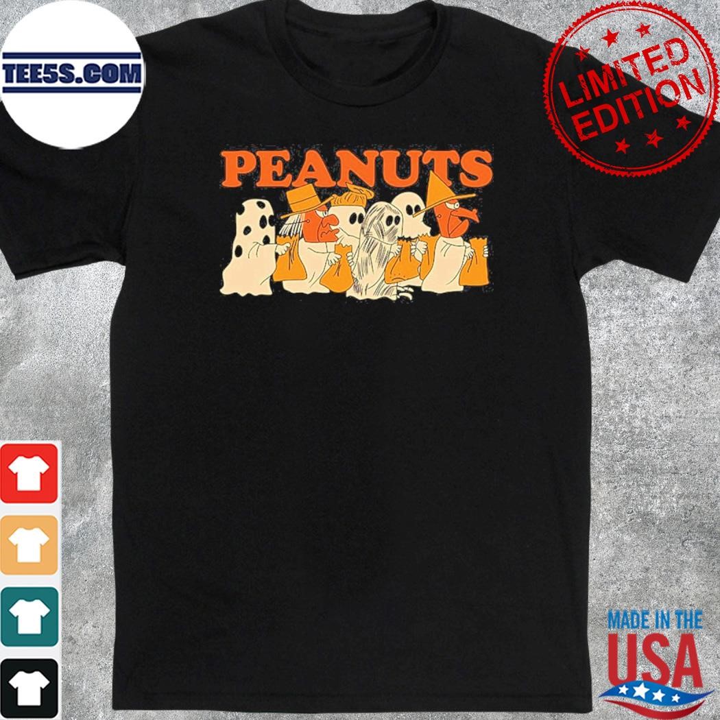 Official peanut Charlie brown ghost sheet friends halloween shirt