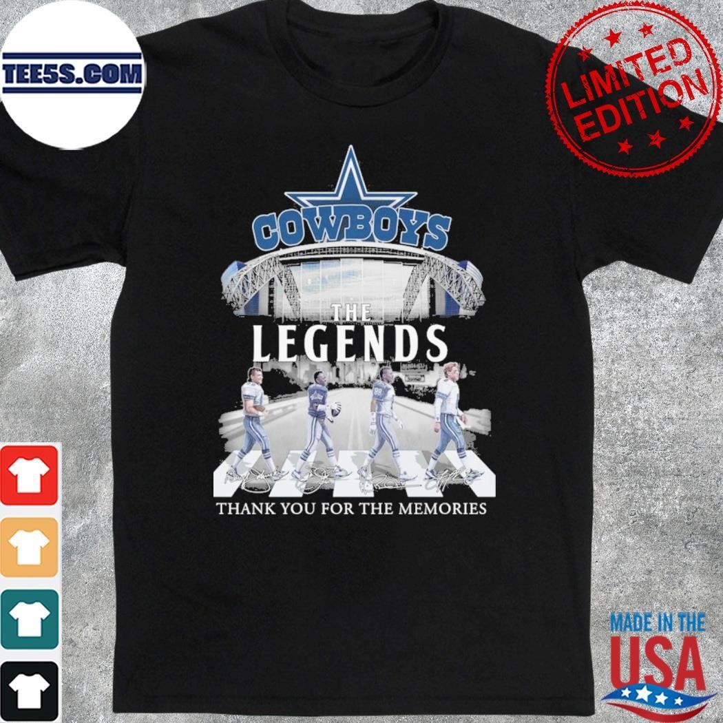 Abbey load Dallas Cowboys the legends thank you for the memories team name player signatures shirt