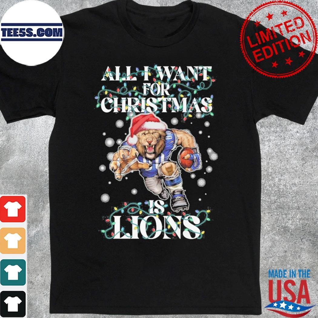 All I want for christmas is Detroit Lions mascot titan hat santa christmas 2023 shirt