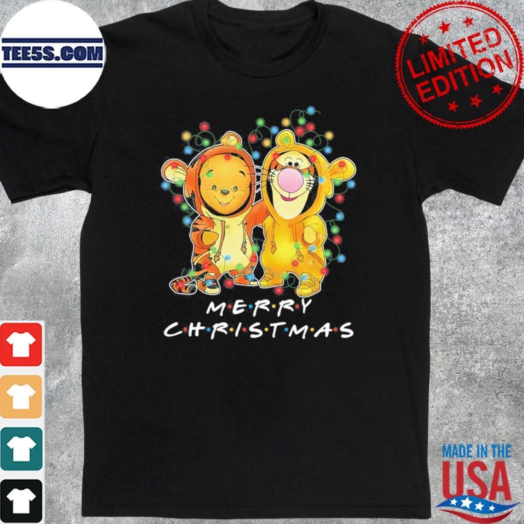 Baby Pooh and baby Tigger merry christmas light shirt
