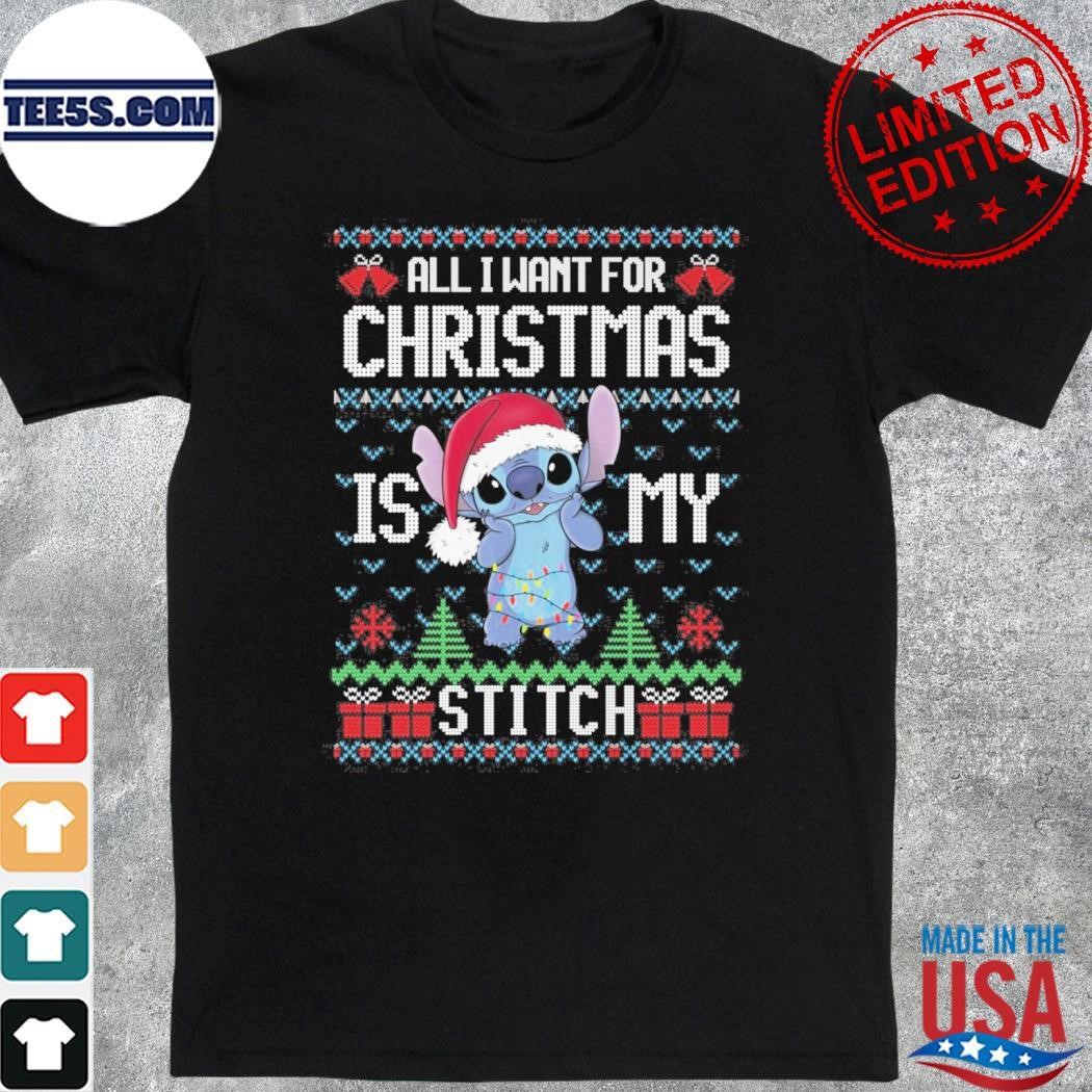 Baby Stitch hat santa all I want for christmas is my Stitch ugly christmas shirt
