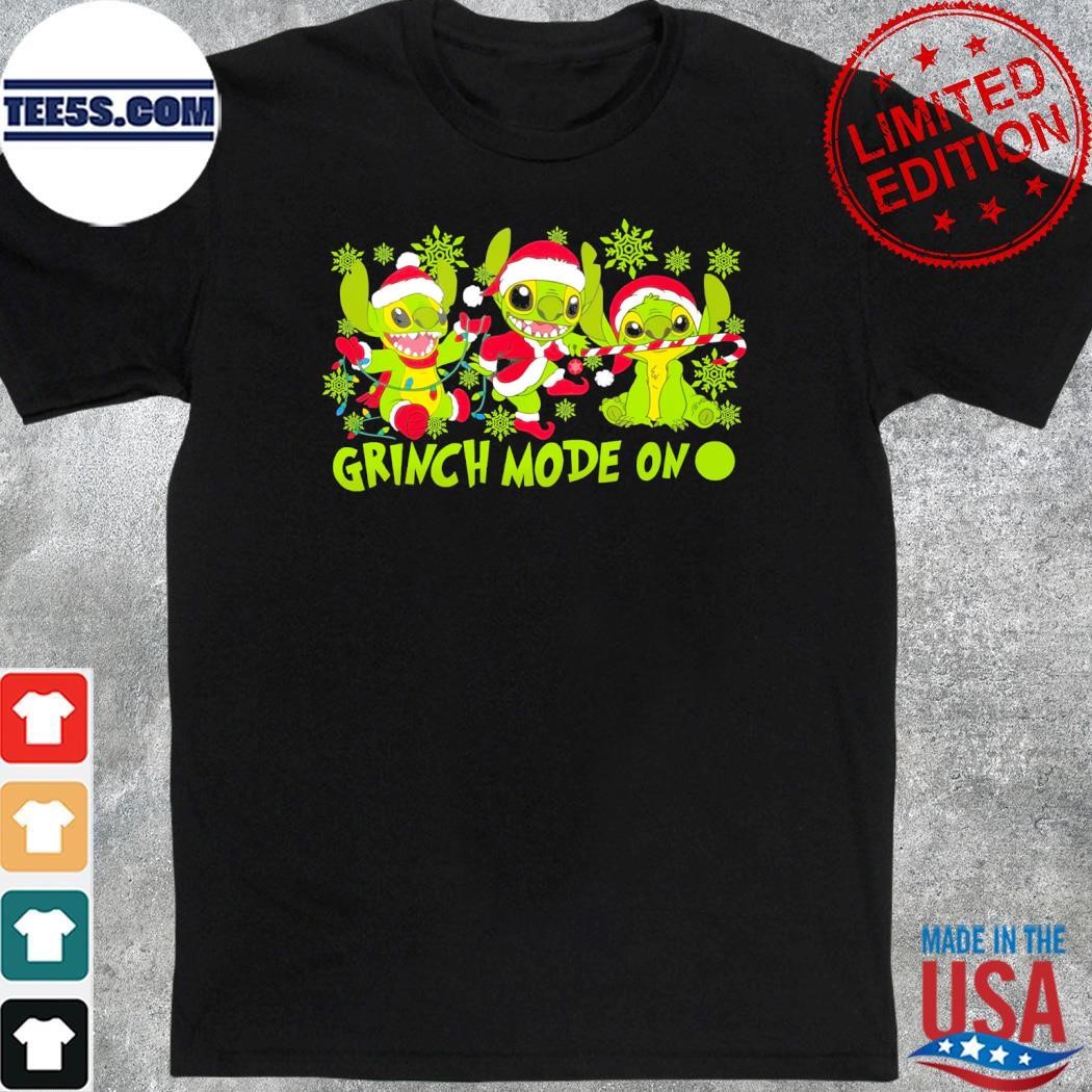 Baby Stitchs hat santa Grinch mode on ugly christmas shirt