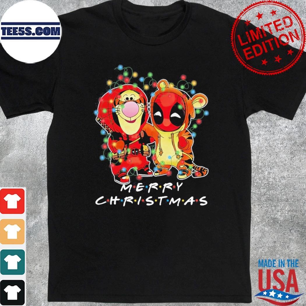 Baby Tigger and baby Deadpool merry christmas light shirt