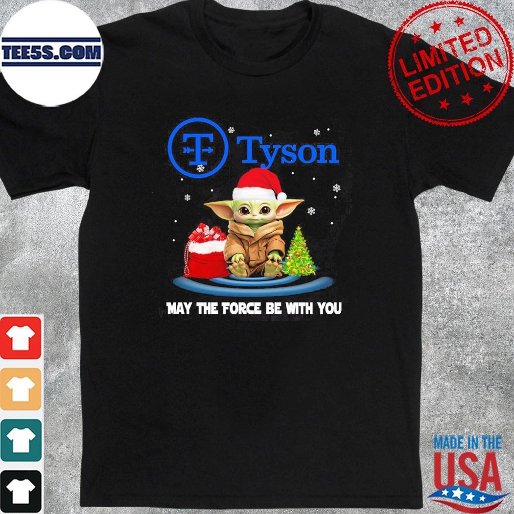 Baby Yoda hat santa Tyson may the force be with you logo christmas shirt