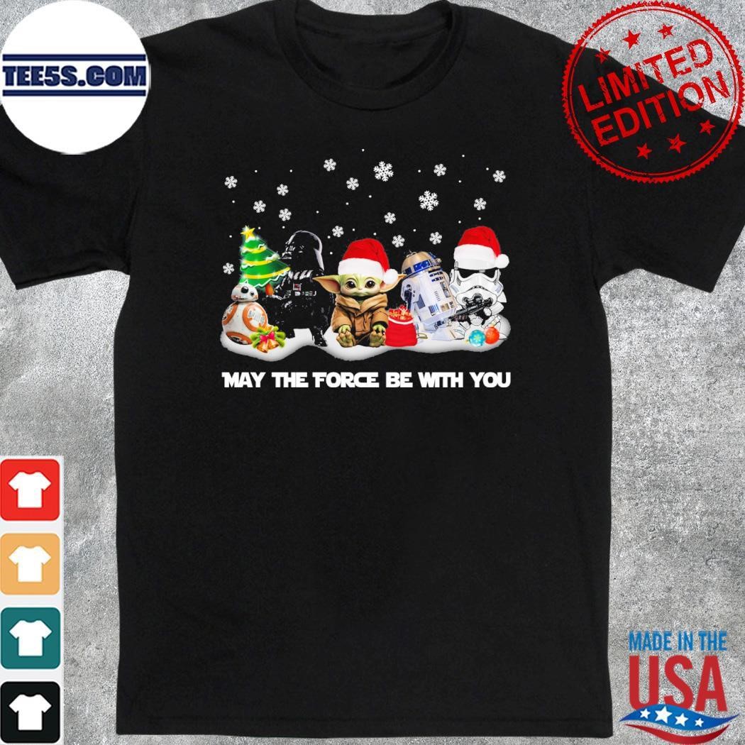 Baby hat santa and friends may the force be with you christmas shirt