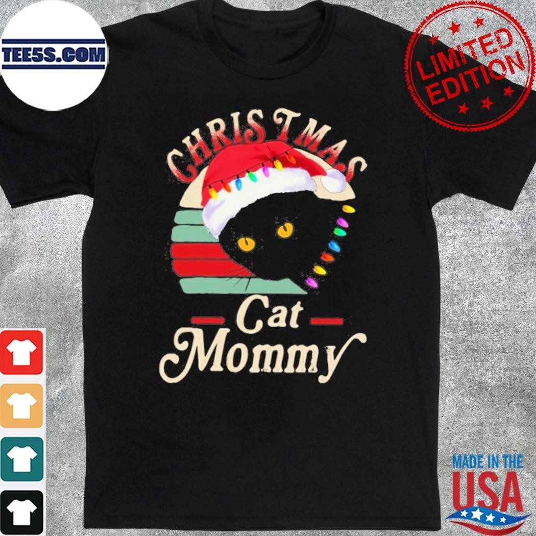 Cat hat santa christmas cat mommy shirt