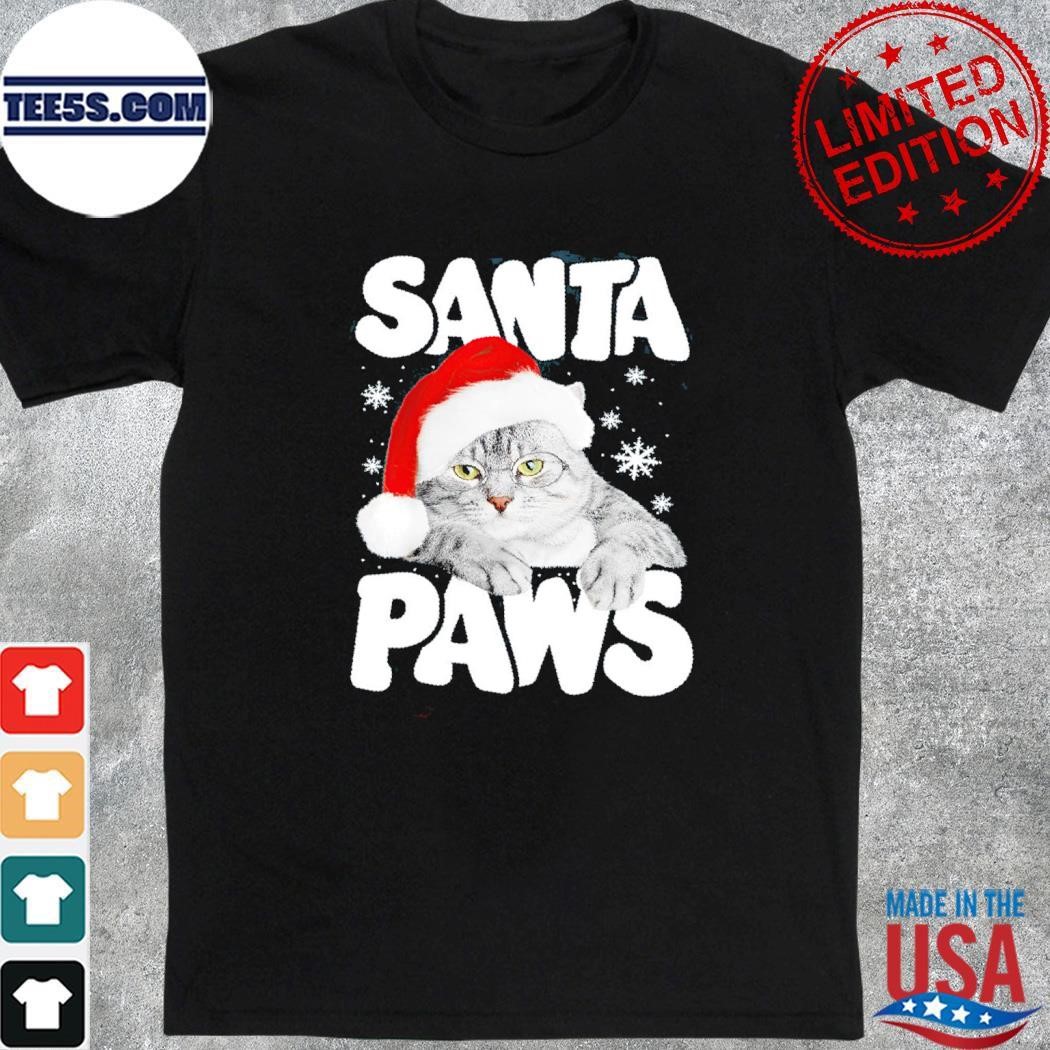 Cat hat santa santa paws merry christmas shirt